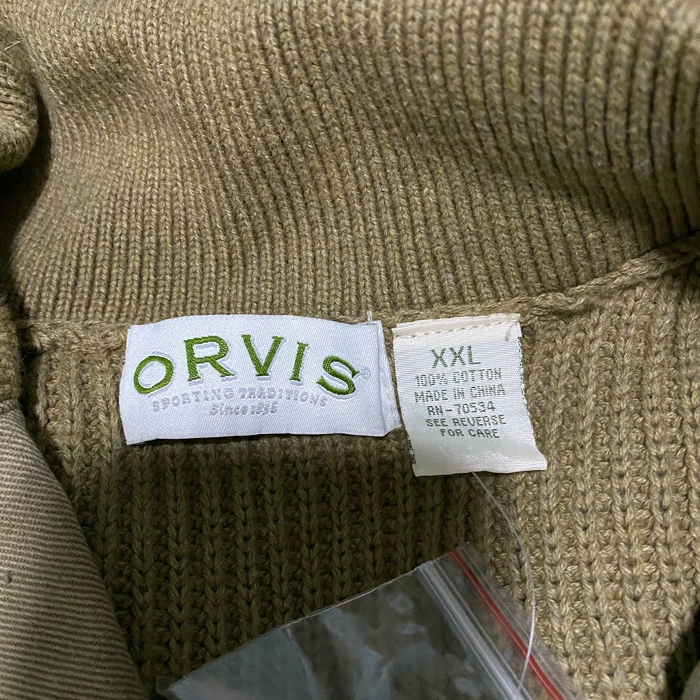 Orvis Men's Khaki Buttoned Sweater - Picture 4 of 4